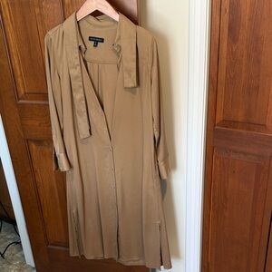 Tan Long Sleeve Button-Up Dress
